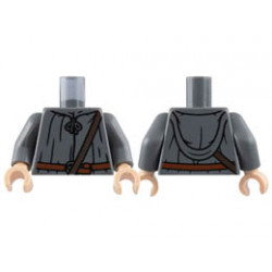 Torso Robe, Dark Brown Shoulder Belt, Reddish Brown Belt with Buckle Pattern / Dark Bluish Gray Arms / Light Nougat Hands: {тъмно каменно сив}