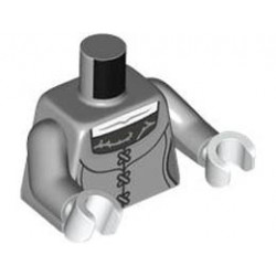 Torso Female Dress with Silver Collar and Fasteners and White Top Pattern / Light Bluish Gray Arms / White Hands: {умерено каменно сив}