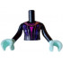 Torso Mini Doll Woman Dress with Dark Purple Vines and Metallic Pink Stripes and Collar over Magenta Top Pattern, Light Aqua Arms with Hands with Black Long Sleeves : {черен}