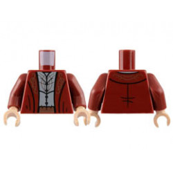 Torso Robe with Copper Filigree and Belt, Light Bluish Gray Shirt with Silver Trim Pattern / Dark Red Arms / Light Nougat Hands: {нов тъмно червен}