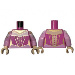 Torso Female Corset and Bright Pink and White Dress, Gold Stars and Sparkles Pattern / Bright Pink Arms with White Trim Pattern / Light Nougat Hands : {ярко пурпурен}