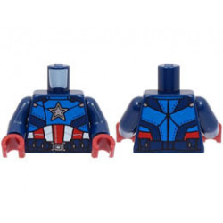 Torso Armor with Blue Panels, Silver Star on Chest, Red and White Stripes, Utility Belt with Buckle Pattern / Dark Blue Arms / Dark Red Hands : {земно син}