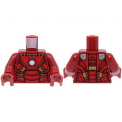 Torso Armor, White and Metallic Light Blue Circle Arc Reactor, Red, Silver and Gold Plates and Trim Pattern / Dark Red Arms / Dark Red Hands : {нов тъмно червен}