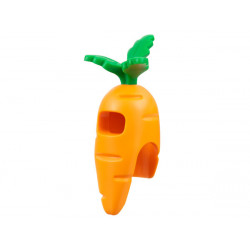 Minifigure, Headgear Head Cover, Costume Carrot with Molded Green Leaves Pattern: {ярко оранжев}