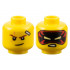 Minifigure, Head Dual Sided Reddish Brown Eyebrows, Scar and Bandage, Lopsided Grin / Black and Red Mask with Bright Light Yellow Eyes Pattern - Vented Stud: {ярко жълт}