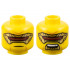 Minifigure, Head Dual Sided Gold Eye Mask with Dark Red Visor, Medium Nougat Wrinkles, Neutral / Open Mouth with Sharp Teeth Pattern - Vented Stud: {ярко жълт}