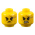 Minifigure, Head Dual Sided Female Black Eyebrows, Gold Circuitry and Lips, Medium Nougat Cheek Lines, Frown / Bared Teeth Pattern - Vented Stud: {ярко жълт}