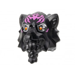 Minifigure, Head, Modified Tiger with Braided Beard with Dark Pink Markings and Orange Eyes with Silver Outlines Pattern: {черен}