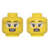 Minifigure, Head Dual Sided Female Black Eyebrows, Glasses with Silver Frames and White Lenses, Open Mouth Smile / Scared Pattern - Vented Stud: {ярко жълт}
