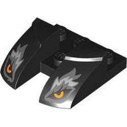 Wedge 3 x 3 Curved with Cutout with Orange Wolf Eyes, Dark Bluish Gray and Light Bluish Gray Fur Pattern: {черен}