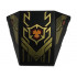 Wedge 4 x 3 Triple Curved No Studs with Gold Armor Plates, Geometric Lines and Dark Red and Orange Emblem Pattern: {черен}