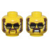 Minifigure, Head Dual Sided Dark Brown Eyebrows, Sideburns, Moustache, and Stubble, Black and Silver Glasses, Closed Mouth / Open Mouth Scowl Pattern - Vented Stud: {ярко жълт}