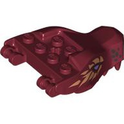 Dragon Head (Ninjago) Jaw with 2 Bar Handles on Back with Lavender Eyes and Nougat Scales Pattern: {нов тъмно червен}