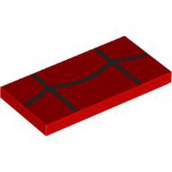 Tile 2 x 4 with Black Spider Web Pattern: {ярко червен}