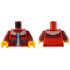 Torso Jacket with White Fleece Collar, Dark Azure Trim and Pockets over White Shirt Pattern / Dark Red Arms / Yellow Hands: {ярко червен}