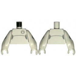 Torso with Light Bluish Gray Half Circles, Curved Line and Access Port Pattern / White Arms Long Straight with Fixed Hands with Circles Pattern : {бял}