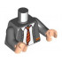 Torso Cardigan Sweater with White Shirt, Dark Red and Bright Light Orange Tie and Trim (Gryffindor) Pattern / Dark Bluish Gray Arms / Light Nougat Hands : {тъмно каменно сив}