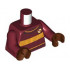 Torso Quidditch Jumper Ribbed with Bright Light Orange Stripes and Gryffindor Crest Pattern / Dark Red Arms / Reddish Brown Hands: {нов тъмно червен}
