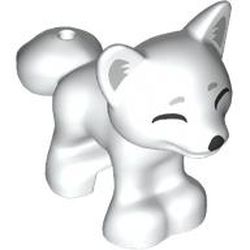 Fox, Friends / Elves with Black Nose and Closed Eyes, Flat Silver Eyebrows and Ears Pattern: {бял}