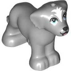 Dog, Friends, Shaggy Fur, Ears, and Tail with Black Nose, Open Mouth and Eyelids, Bright Pink Tongue, White Eyebrows and Blaze and Bright Light Blue Eyes Pattern: {умерено каменно сив}