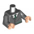 Torso Cardigan Sweater with White Shirt, Dark Green and Silver Tie and Trim (Slytherin) Pattern / Dark Bluish Gray Arms / Light Nougat Hands : {тъмно каменно сив}