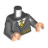 Torso Cardigan Sweater with White Shirt, Yellow and Black Tie and Trim (Hufflepuff) Pattern / Dark Bluish Gray Arms / Light Nougat Hands : {тъмно каменно сив}