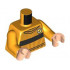 Torso Quidditch Jumper Ribbed with Black Stripes and Hufflepuff Crest Pattern / Bright Light Orange Arms / Light Nougat Hands: {огнено жълто-оранжев}
