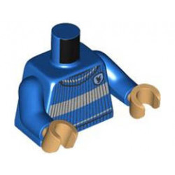 Torso Quidditch Jumper Ribbed with Light Bluish Gray Stripes and Ravenclaw Crest Pattern / Blue Arms / Medium Tan Hands: {ярко син}