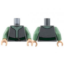 Torso Robe with Sand Green Center Panel, Silver Spots and Filigree, Dark Green Sash Pattern / Sand Green Arms / Light Nougat Hands: {тъмно каменно сив}