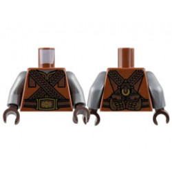Minifigure, Head, Modified Alien Navi with Yellow Eyes, Silver Spots, Wide Blue Markings, Smirk with Right Corner Lifted Pattern: {умерено син}