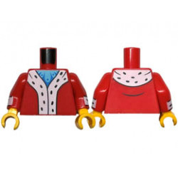Torso Coat with White Trim with Black Spots, Medium Azure and Blue Shirt Pattern / Red Arms with White Cuffs and Black Spots Pattern / Bright Light Orange Hands : {ярко червен}