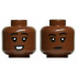 Minifigure, Head Dual Sided Female Black Eyebrows, Dark Brown Lips, Open Mouth Smile with Teeth / Neutral Pattern - Hollow Stud: {червеникаво-кафяв}