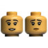 Minifigure, Head Dual Sided Female Black Eyebrows, Medium Nougat Lips, Open Mouth Smile with Teeth / Sad Pattern - Hollow Stud: {умерен тан}
