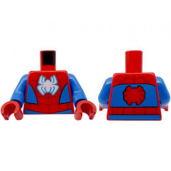 Torso Spider-Man Costume White Spider, Dark Red Webbing, Blue Vest and Belt Pattern / Blue Arms / Red Hands: {ярко червен}