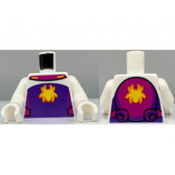 Torso Yellow Spider on Dark Purple Panel with Magenta Web and Side Panels Pattern / White Arms / White Hands: {бял}
