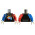 Torso Race Suit with White RR on Red and Bright Light Orange Flames Pattern / Red Arm Left with White Flames Pattern / Blue Arm Right with White Flames Pattern / White Hands : {титаниево метален}