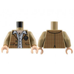 Torso Open Jacket, Medium Nougat Plaid, White Shirt, Silver Medal, Light Nougat Neck with Necklace Pattern / Dark Tan Arms / Light Nougat Hands : {пясъчно жълт}