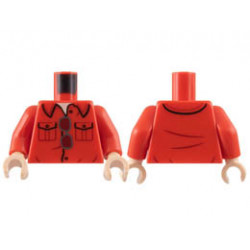 Torso Collar Shirt with 2 Pockets, Light Nougat Neck, Silver Glasses with Dark Red Lenses Pattern / Red Arms / Light Nougat Hands: {ярко червен}