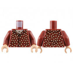 Torso Shirt with Tan Polka Dots, Light Nougat Neck with Necklace Pattern / Dark Red Arms / Light Nougat Hands: {нов тъмно червен}