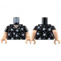 Torso Collar Shirt, Silver Hems, White Stars, Light Nougat Neck Pattern / Light Nougat Arms with Black Short Sleeves Pattern / Light Nougat Hands : {черен}