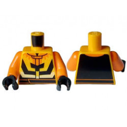 Torso Jacket with Black Lines and Back, Orange Flames and Belt Pattern / Orange Arms / Black Hands: {огнено жълто-оранжев}