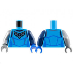 Torso Race Suit with Silver Wings Logo and Trim, Blue Lines Pattern / Dark Blue Arm Left / Flat Silver Arm Right / Blue Hand Left / Dark Bluish Gray Hand Right : {тъмно небесносин}