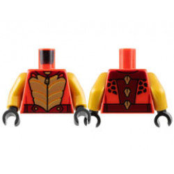 Torso Race Jacket, Gold Scales and Zipper, Dark Red Collar and Belt Pattern / Pearl Gold Arms / Black Hands: {ярко червен}