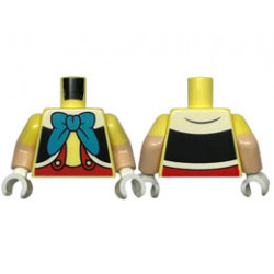 Torso Black and White Vest, Dark Azure Bow, Red Pants with Suspenders Pattern / Light Nougat Arms with Molded Bright Light Yellow Sleeves Pattern / White Hands : {студено жълт}