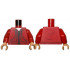Torso Hoodie with Pockets, Dark Red Zipper and Trim over White Shirt Pattern / Red Arms with White Stripes and Dark Red Cuffs Pattern / Nougat Hands : {ярко червен}
