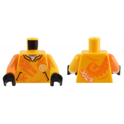 Torso Shirt with Pockets, Orange Dragon, White Ninjago Logogram Letter A and 'ARIN' Pattern / Bright Light Orange Arm Left / Orange Arm Right / Black Hands: {огнено жълто-оранжев}