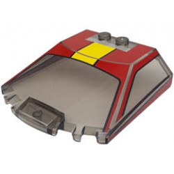 Windscreen 6 x 6 x 1 1/3 Straight Sides with Red Window Frame Outline and Roof and Yellow Stripe Pattern: {прозрачно кафяв}