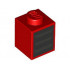 Brick 1 x 1 with Pearl Dark Gray Grille / Air Vents on Black Background Pattern: {ярко червен}