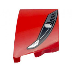 Wedge 3 x 2 Left No Studs with Ferrari Car Headlight, Black and Pearl Dark Gray Casing, Silver Bulb Pattern: {ярко червен}