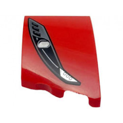 Wedge 3 x 2 Right No Studs with Ferrari Car Headlight, Black and Pearl Dark Gray Casing, Silver Bulb Pattern: {ярко червен}